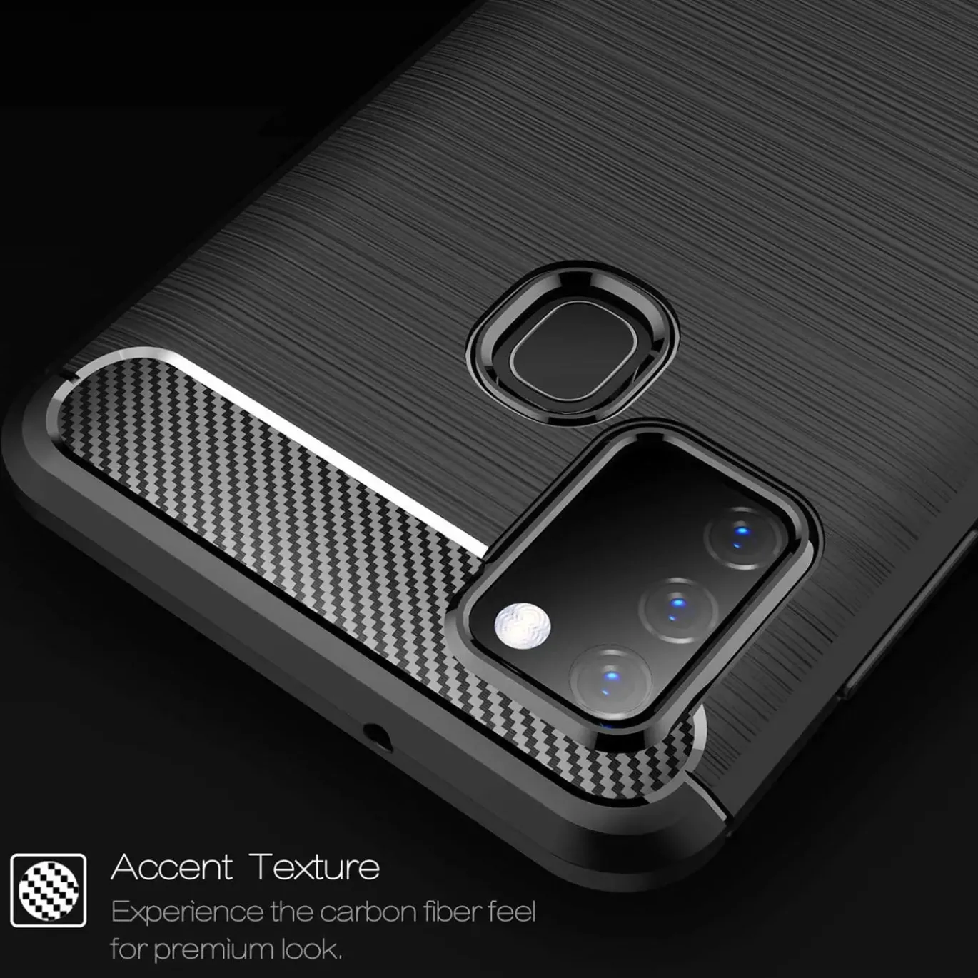 Samsung Galaxy A21s - Carbon Case Hülle, stoßfest