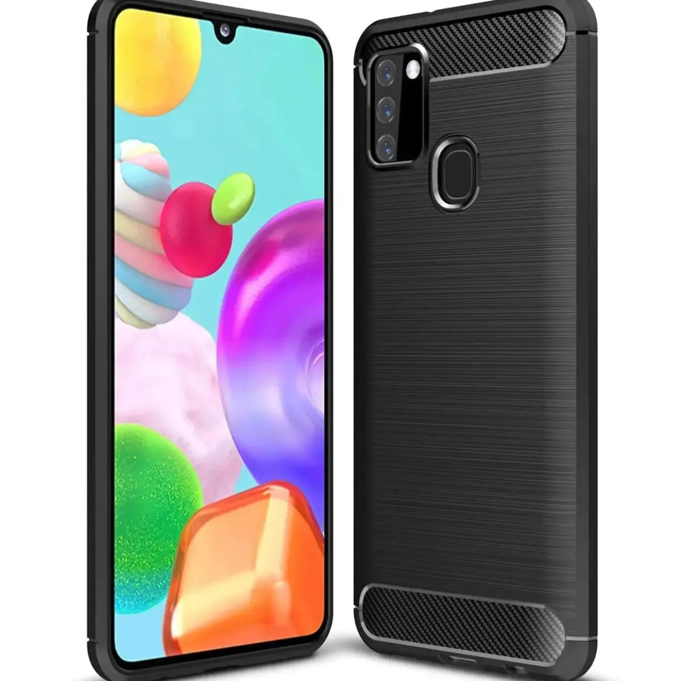 Samsung Galaxy A21s - Carbon Case Hülle, stoßfest
