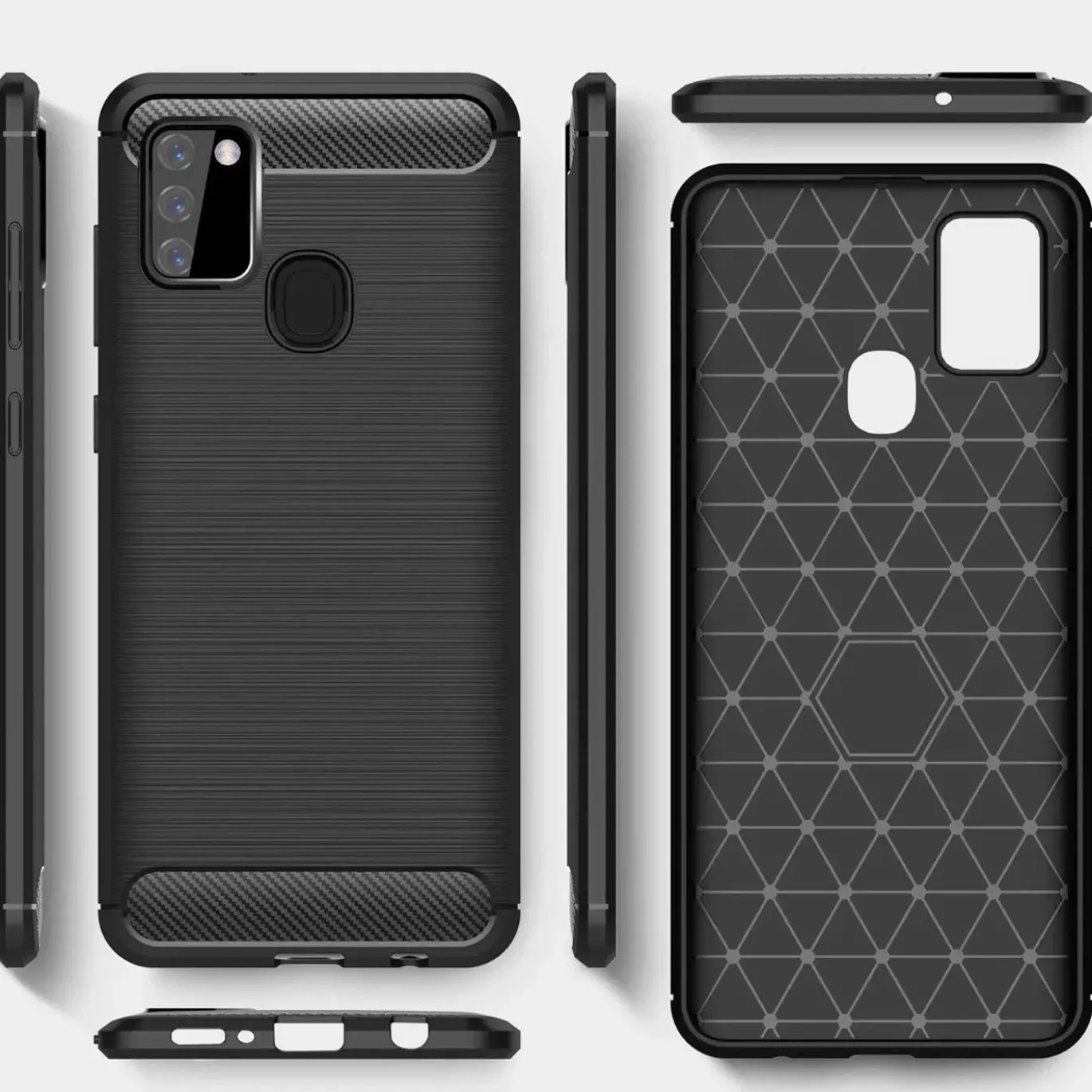 Samsung Galaxy A21s - Carbon Case Hülle, stoßfest