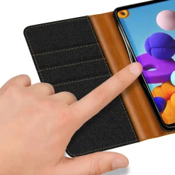 Samsung Galaxy A21s - Jeanslook Klapphülle mit Kartenfach