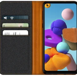Samsung Galaxy A21s - Jeanslook Klapphülle mit Kartenfach