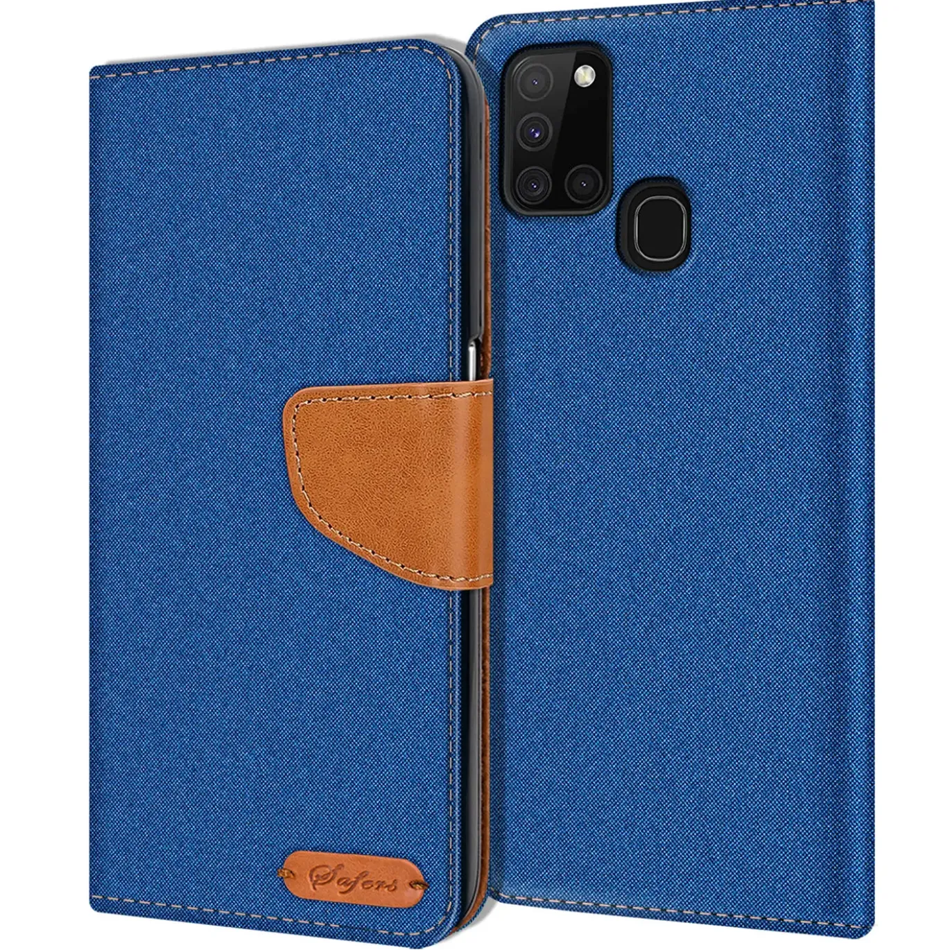 Samsung Galaxy A21s - Jeanslook Klapphülle mit Kartenfach