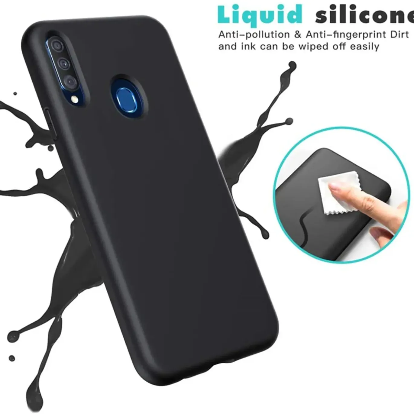 Samsung Galaxy A20s - Silikon Case mit Mikrofaser-Innenseite