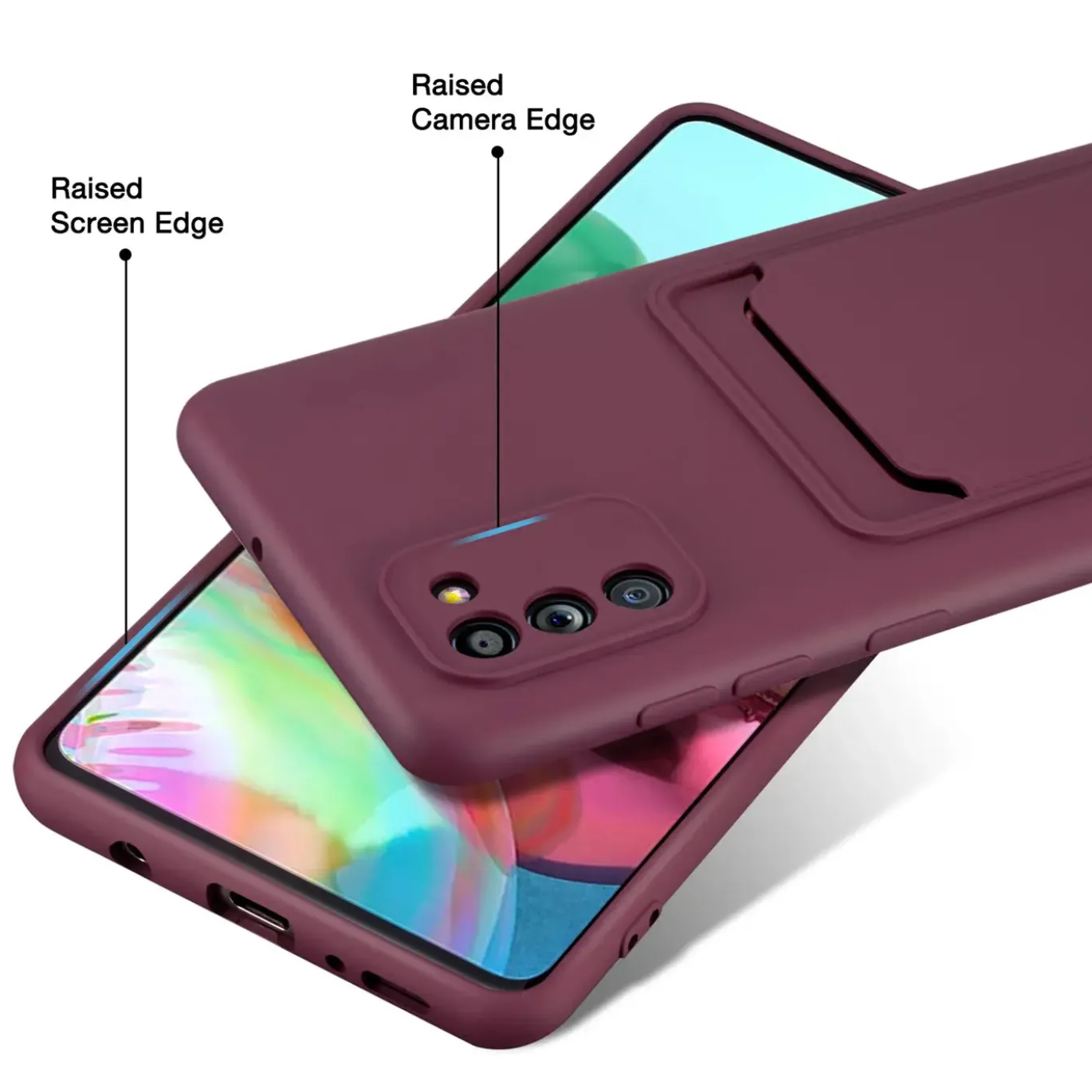 Samsung Galaxy A02S - Silikonhülle mit Kartenfach & Kameraschutz