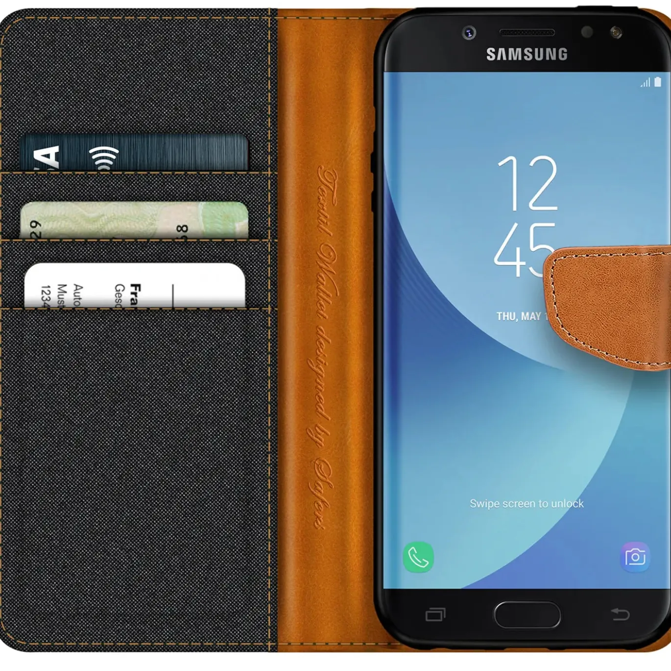 Samsung Galaxy J5 2017 - Jeanslook Klapphülle mit Kartenfach