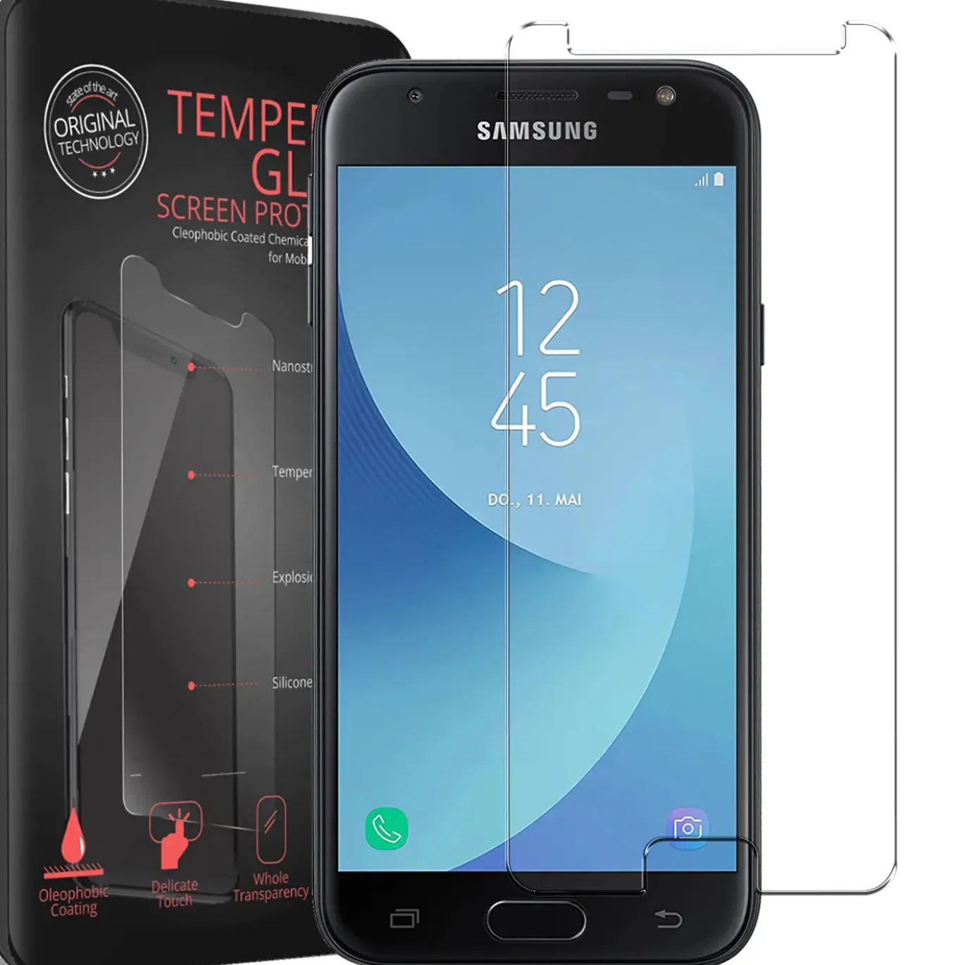 Samsung Galaxy J3 2017 - 2x 9H Panzer Glasfolie, Displayfolie