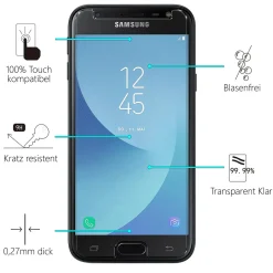 Samsung Galaxy J3 2017 - 2x 9H Panzer Glasfolie, Displayfolie