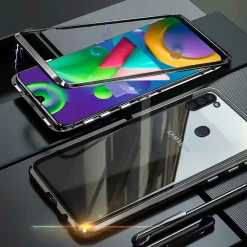 Samsung Galaxy M11 - Glas Hülle mit Metallrahmen
