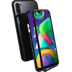 Samsung Galaxy M11 - Glas Hülle mit Metallrahmen