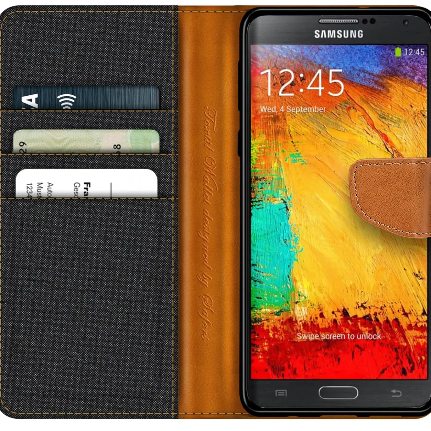 Samsung Galaxy Note 3 - Jeanslook Klapphülle mit Kartenfach