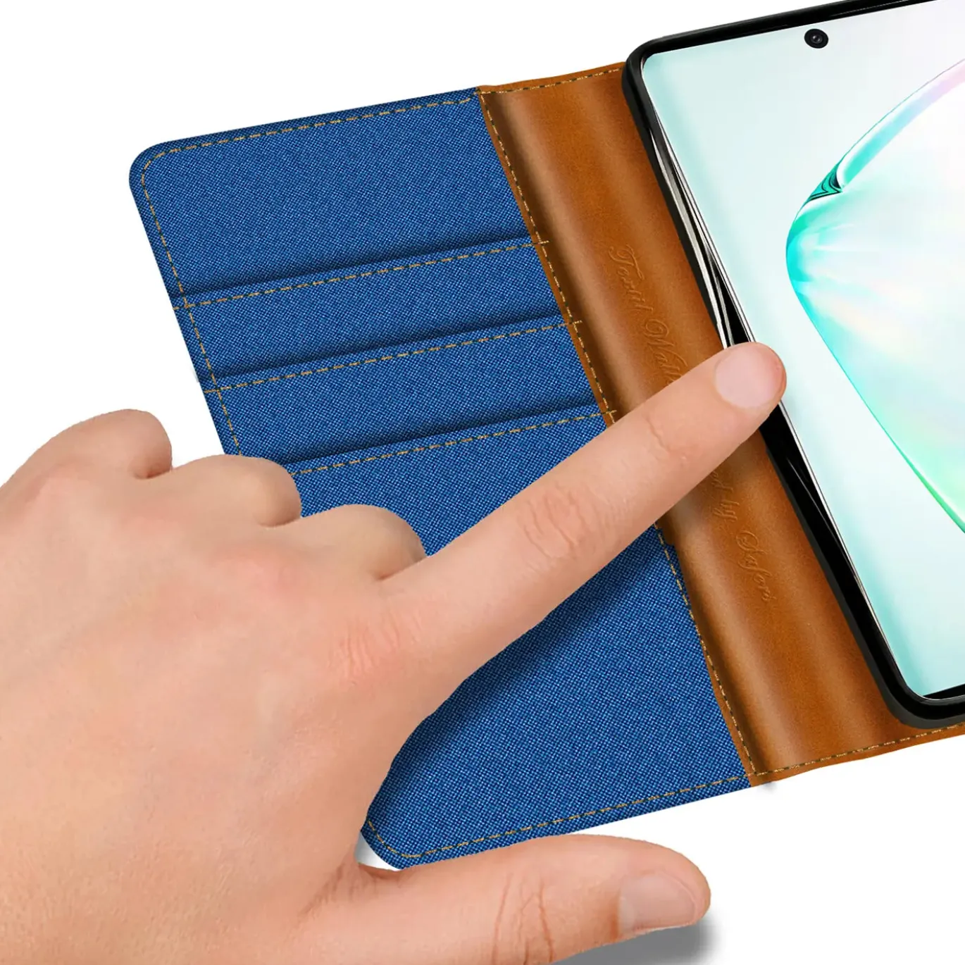 Samsung Galaxy Note 10 - Jeanslook Klapphülle mit Kartenfach