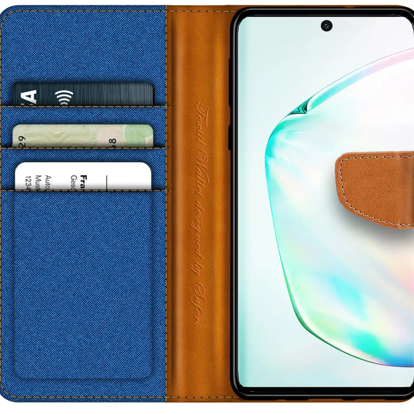 Samsung Galaxy Note 10 - Jeanslook Klapphülle mit Kartenfach