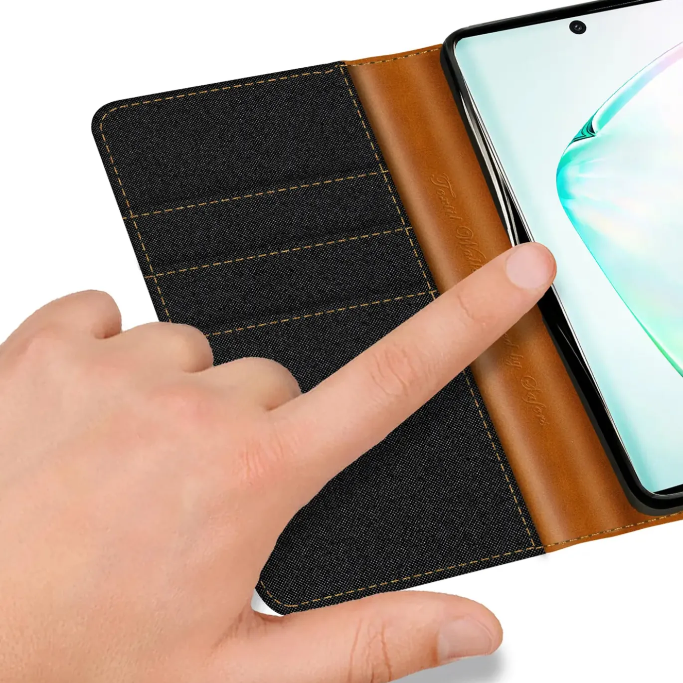 Samsung Galaxy Note 10 Plus - Jeanslook Klapphülle mit Kartenfach