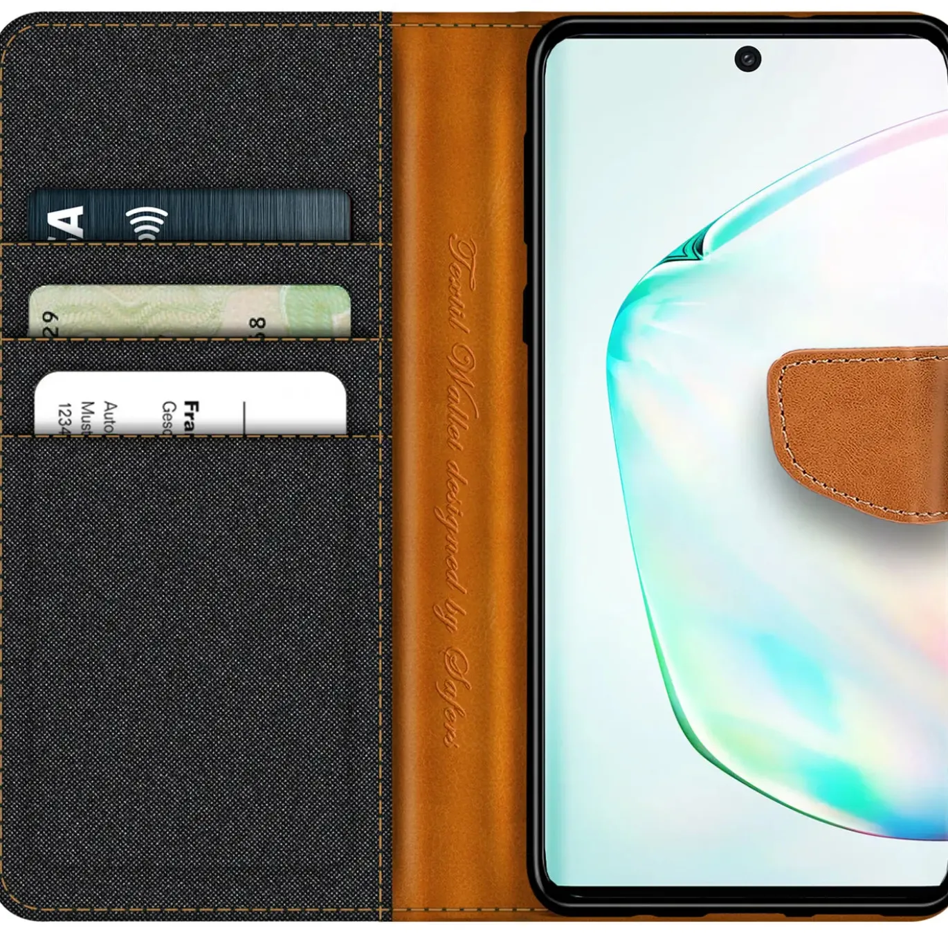 Samsung Galaxy Note 10 Plus - Jeanslook Klapphülle mit Kartenfach