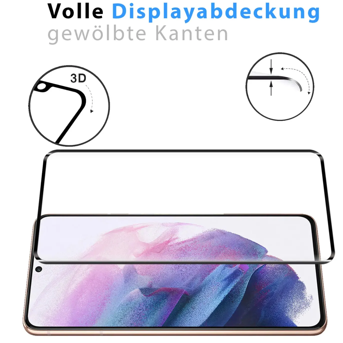 Samsung Galaxy S21 - Fullscreen 9H Panzerglas Displayglas