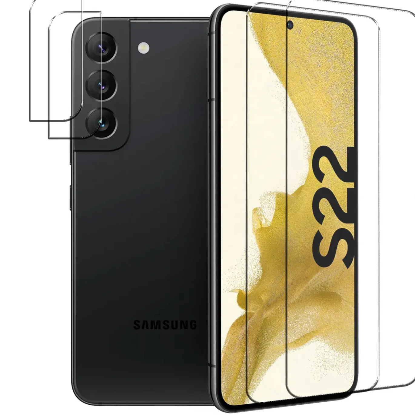 Samsung Galaxy S22 - 9H Displayschutzfolie 2x Display & Kamera