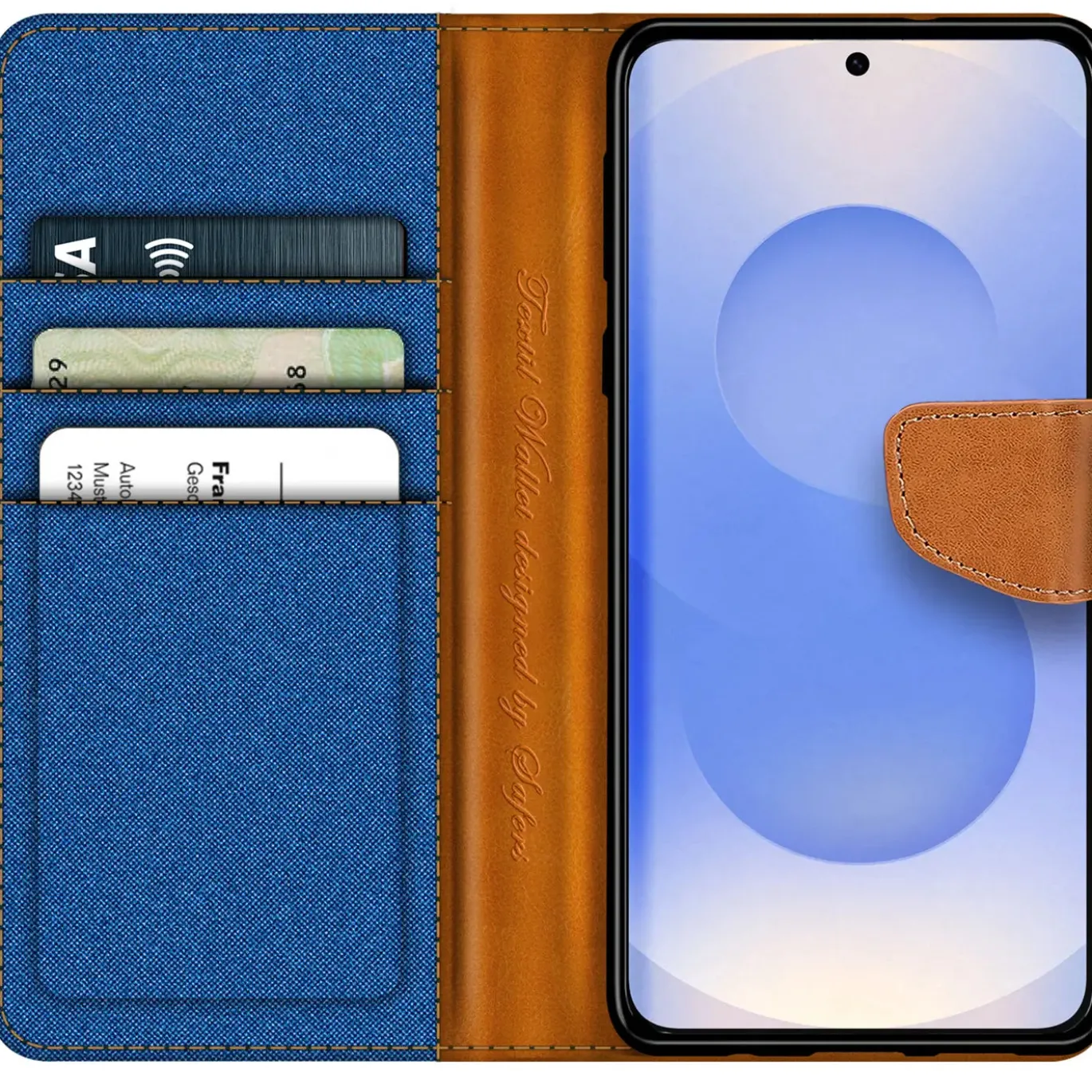 Samsung Galaxy S25 - Jeanslook Klapphülle mit Kartenfach
