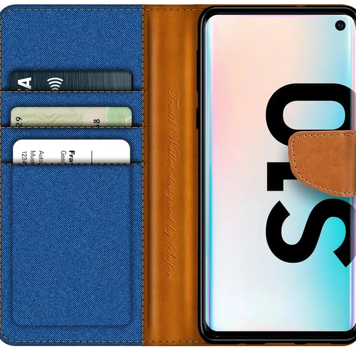 Samsung Galaxy S10 - Jeanslook Klapphülle mit Kartenfach