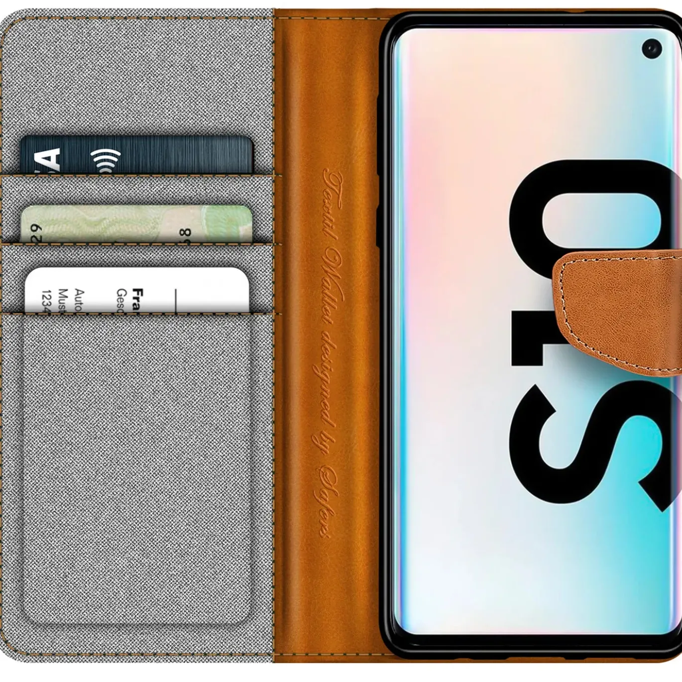 Samsung Galaxy S10 - Jeanslook Klapphülle mit Kartenfach
