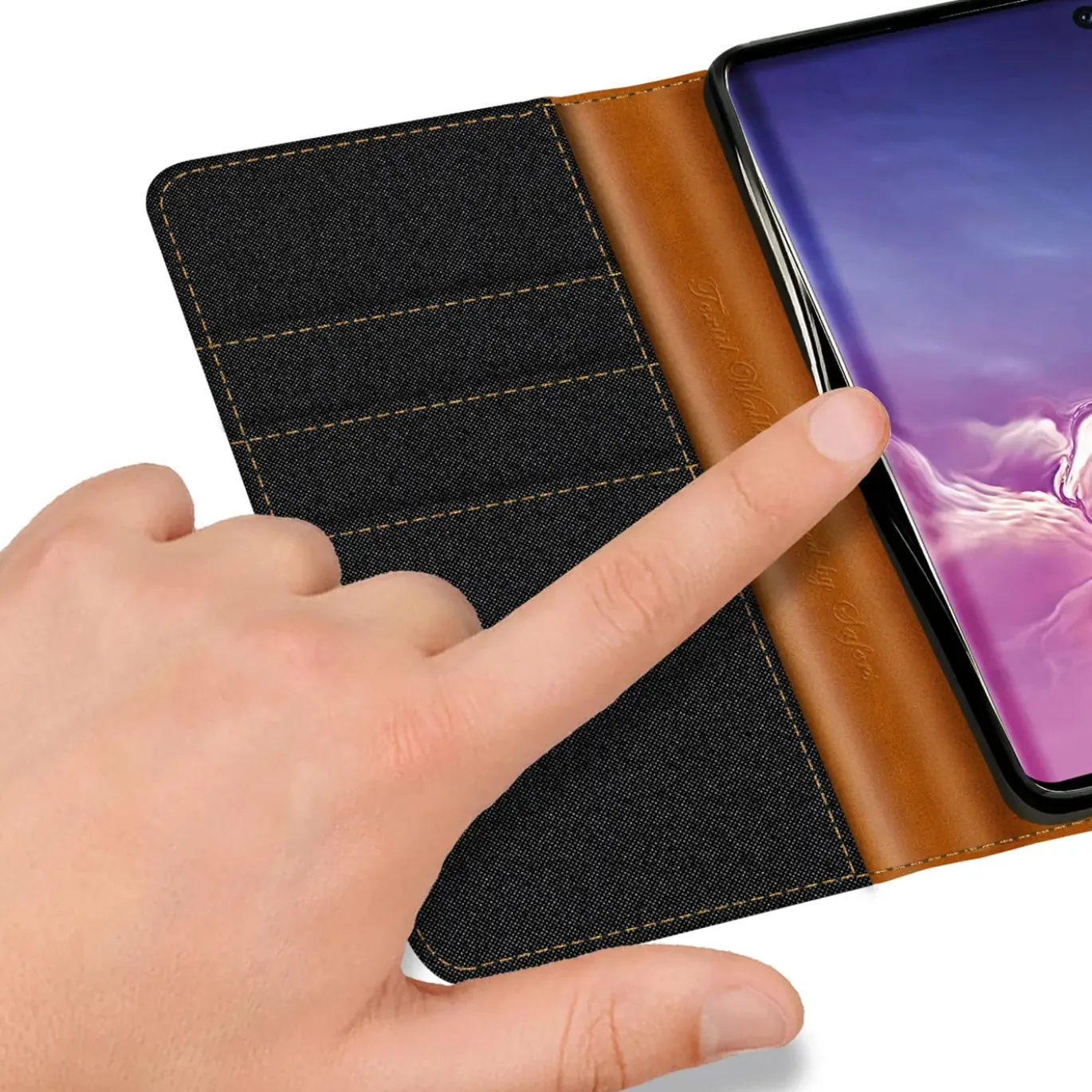 Samsung Galaxy S10 - Jeanslook Klapphülle mit Kartenfach