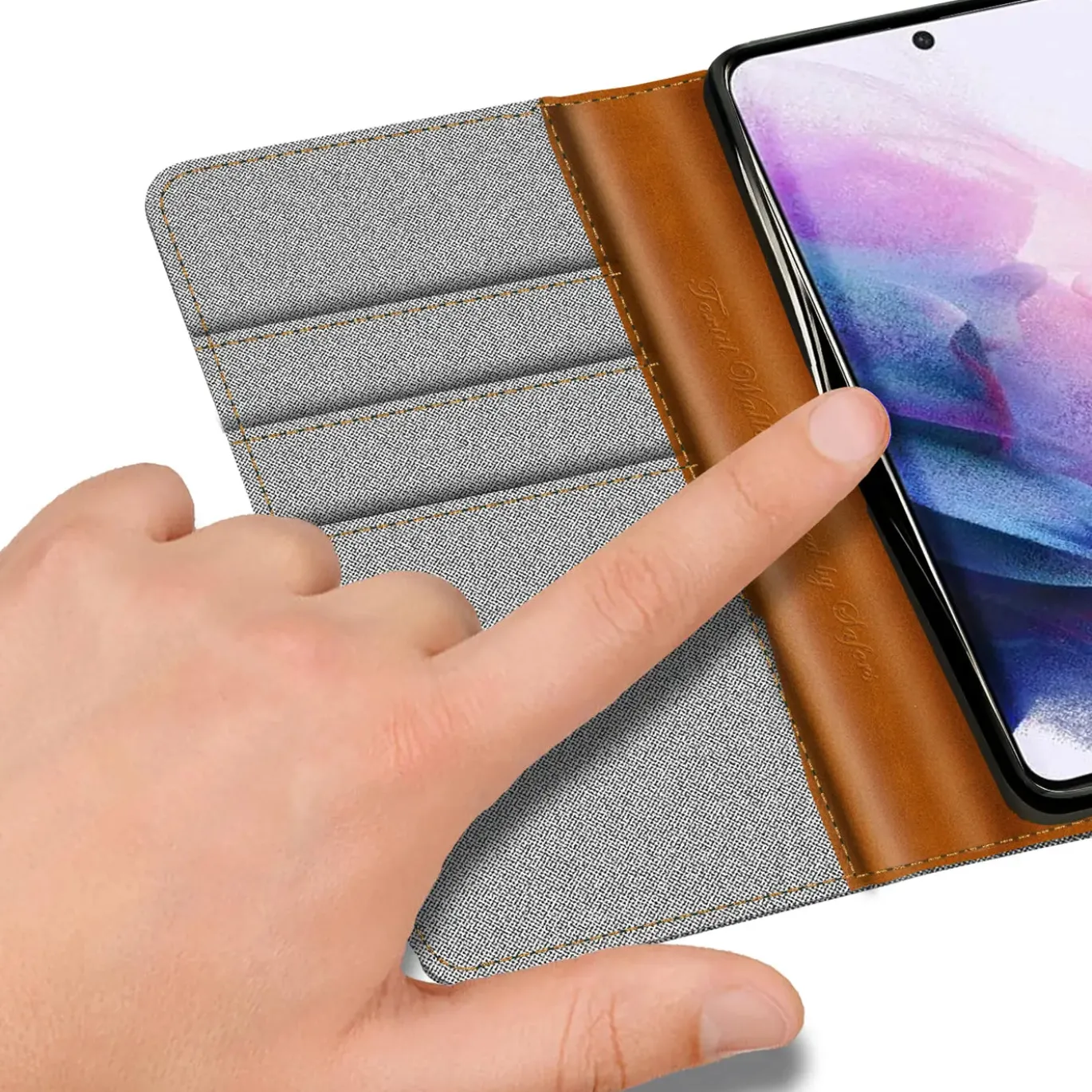 Samsung Galaxy S23 - Jeanslook Klapphülle mit Kartenfach