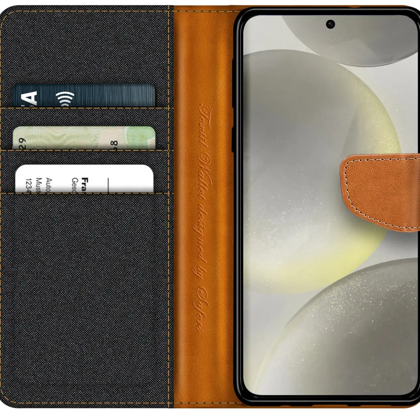 Samsung Galaxy S24 - Jeanslook Klapphülle mit Kartenfach