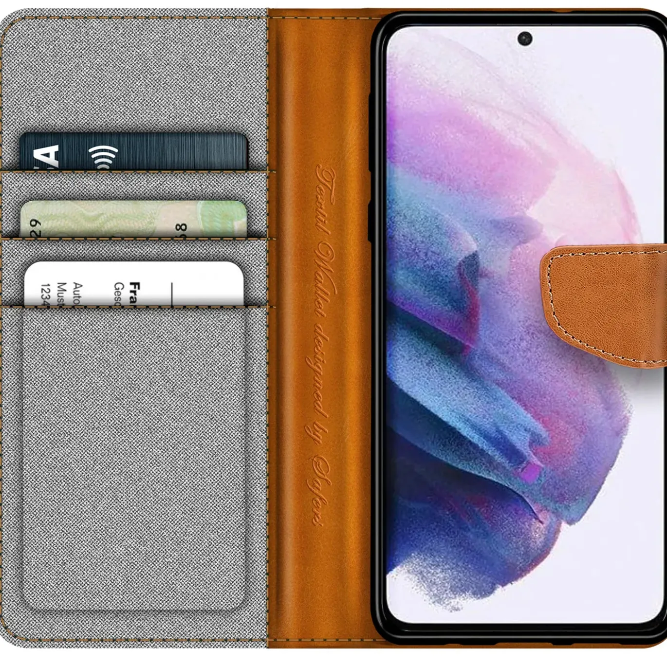 Samsung Galaxy S22 - Jeanslook Klapphülle mit Kartenfach