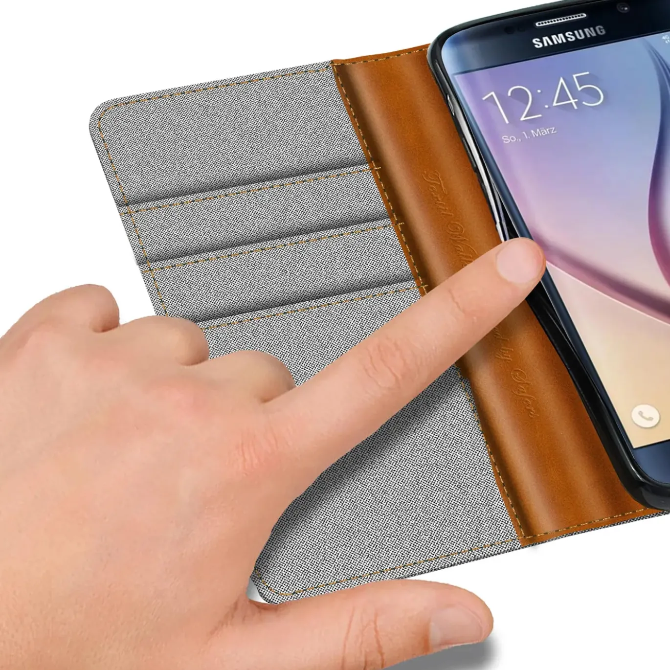 Samsung Galaxy S6 - Jeanslook Klapphülle mit Kartenfach