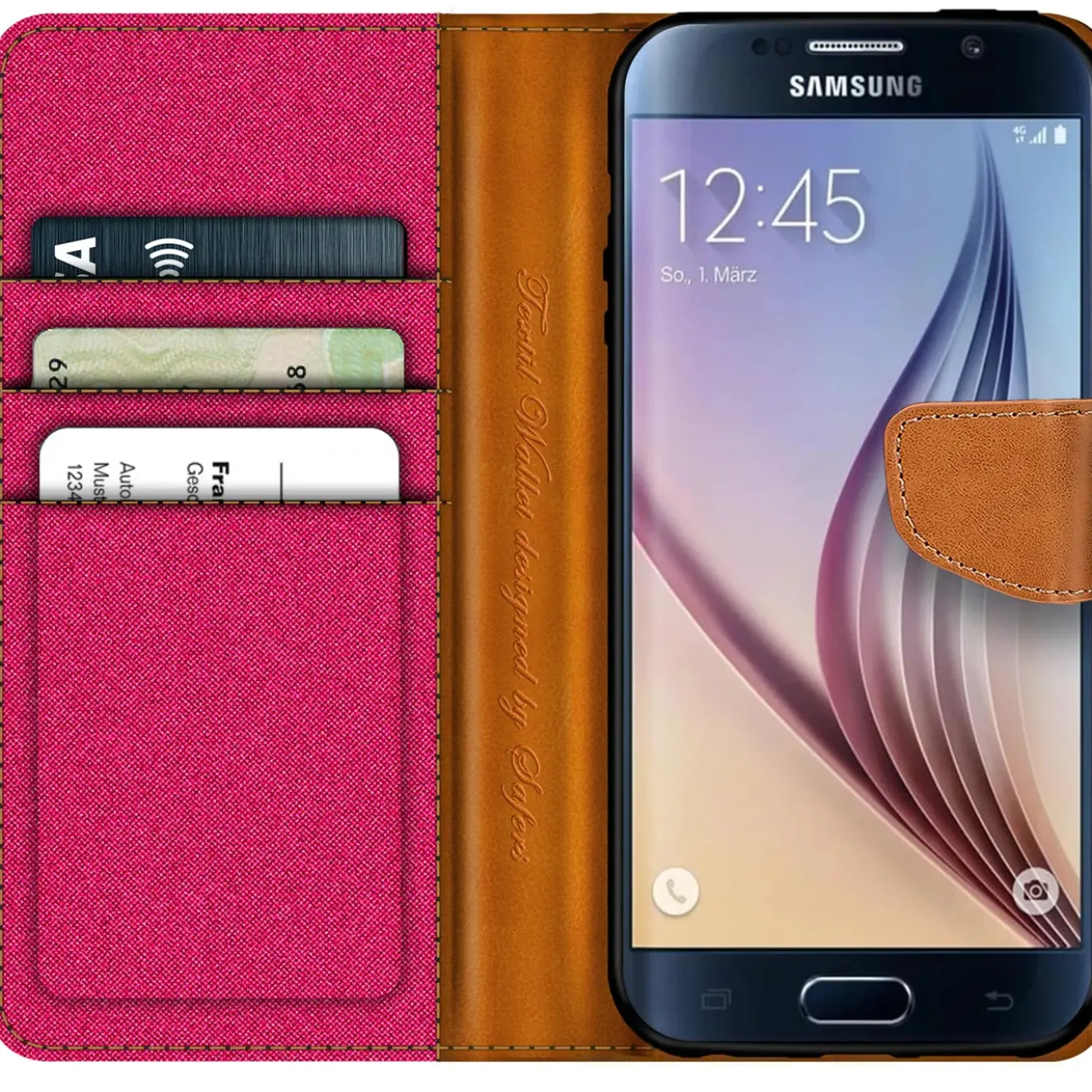 Samsung Galaxy S6 - Jeanslook Klapphülle mit Kartenfach
