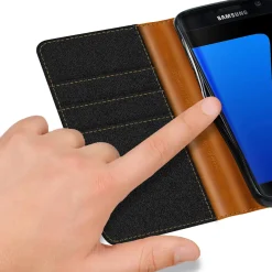 Samsung Galaxy S7 - Jeanslook Klapphülle mit Kartenfach