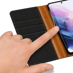 Samsung Galaxy S21 - Jeanslook Klapphülle mit Kartenfach