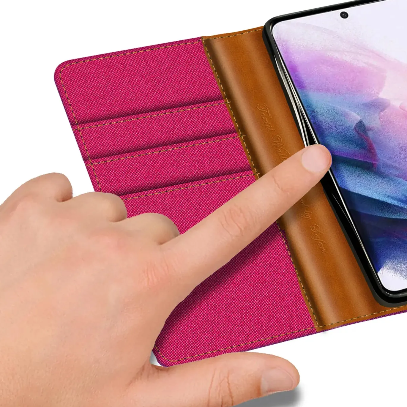 Samsung Galaxy S21 - Jeanslook Klapphülle mit Kartenfach