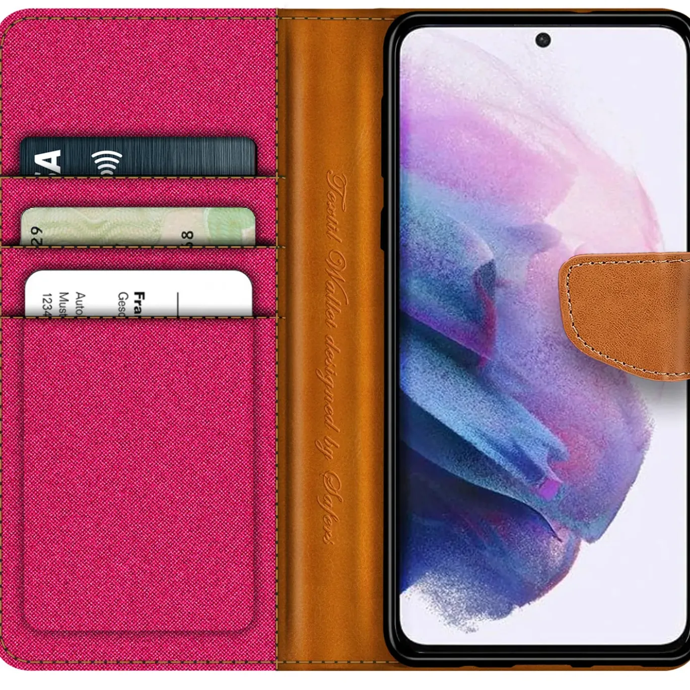 Samsung Galaxy S21 - Jeanslook Klapphülle mit Kartenfach