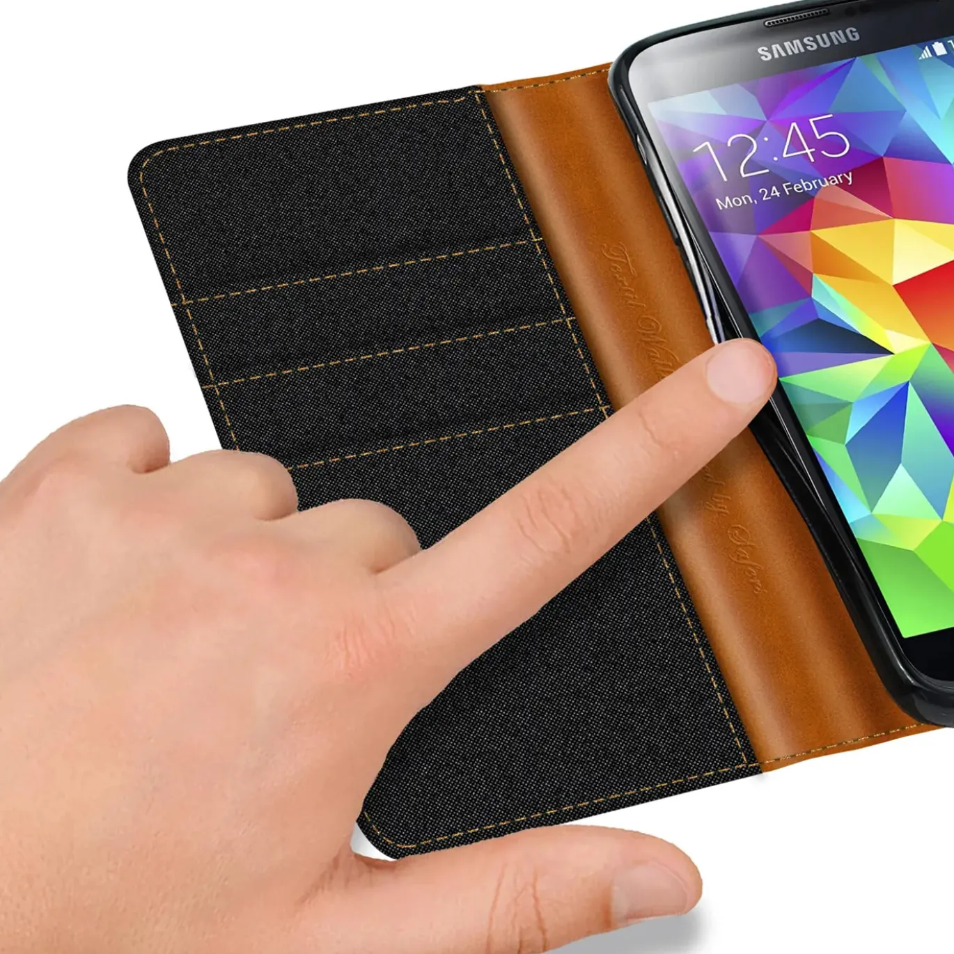 Samsung Galaxy S5 / S5 Neo - Jeanslook Klapphülle mit Kartenfach