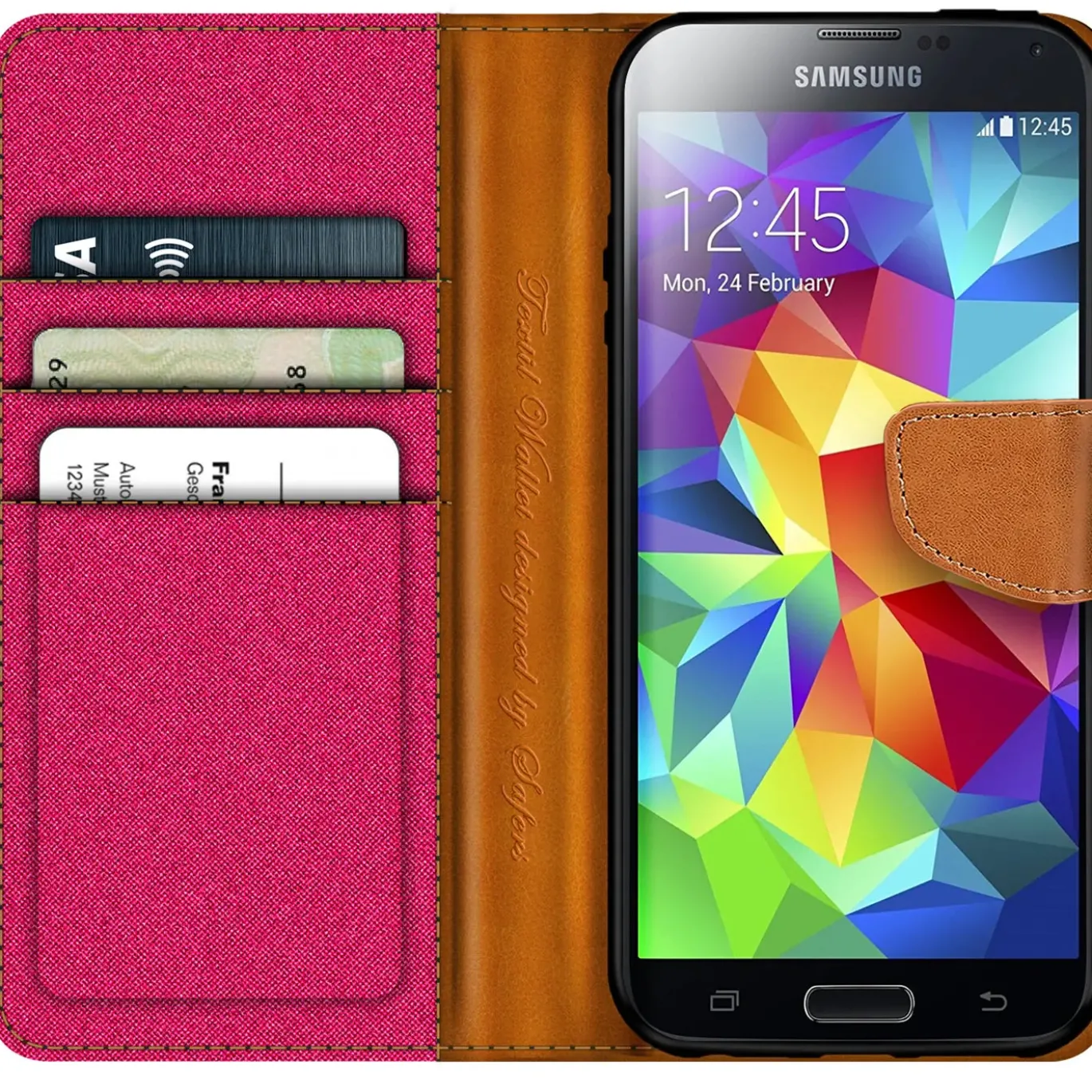 Samsung Galaxy S5 / S5 Neo - Jeanslook Klapphülle mit Kartenfach