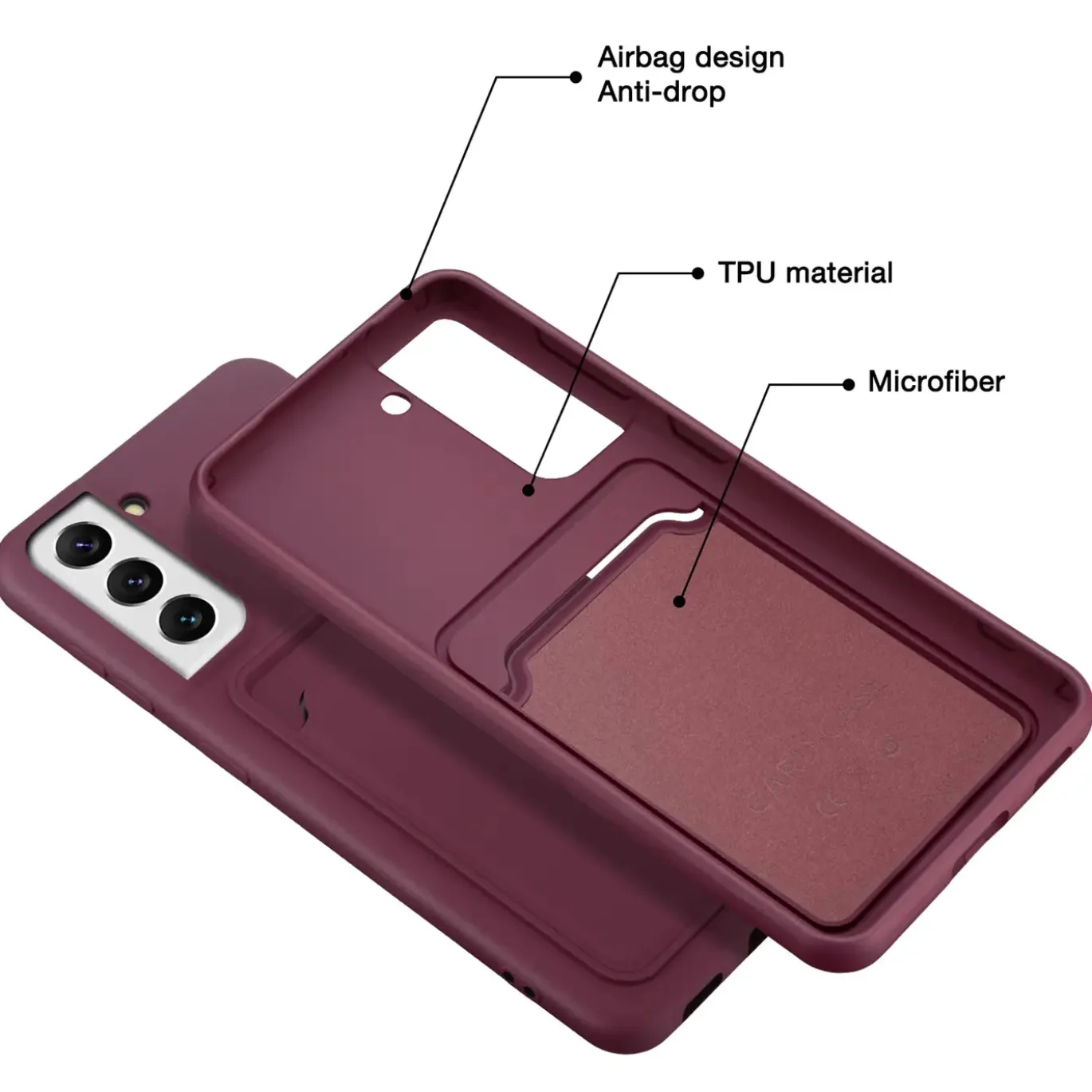 Samsung Galaxy S23 - Silikonhülle mit Kartenfach & Kameraschutz