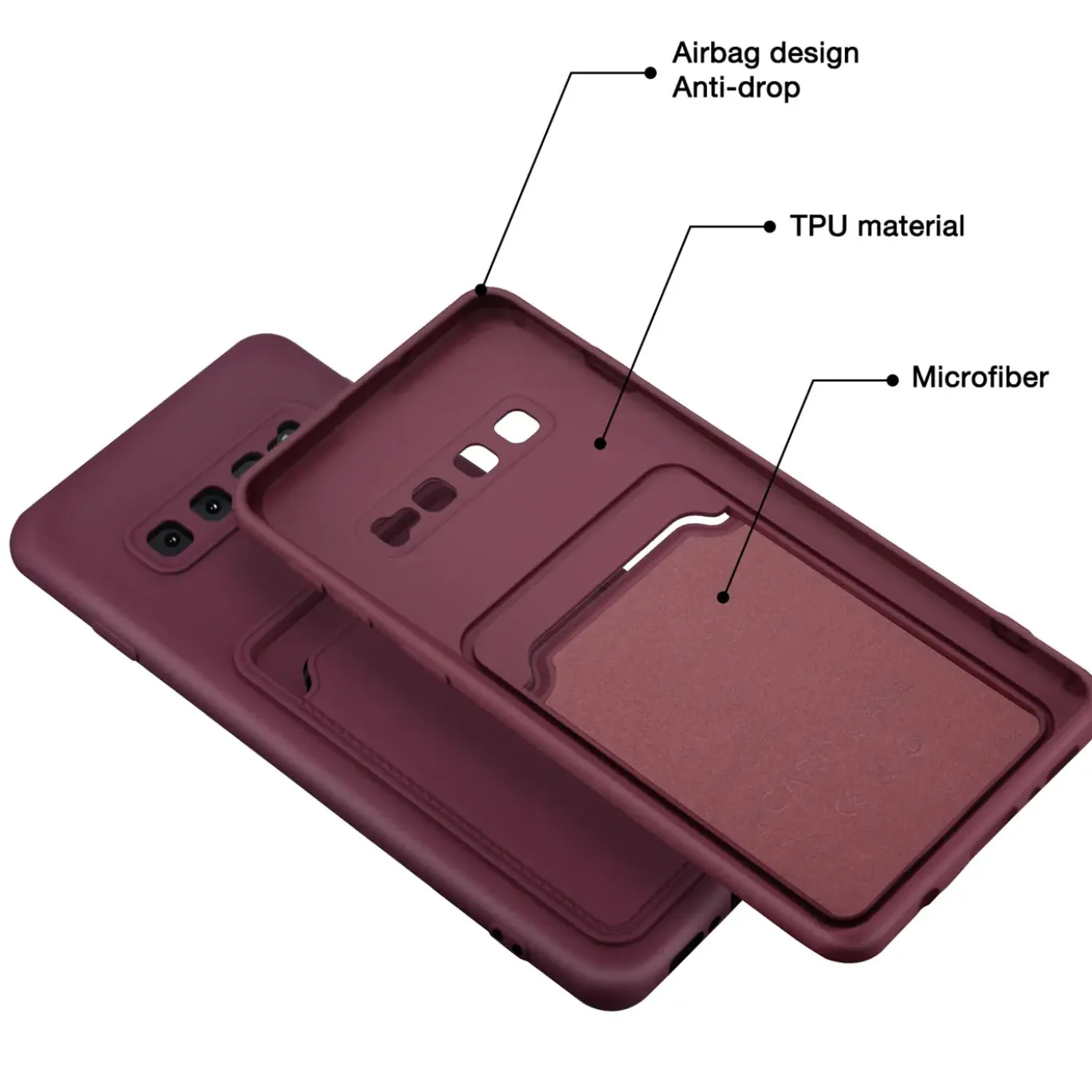 Samsung Galaxy S10 - Silikonhülle mit Kartenfach & Kameraschutz