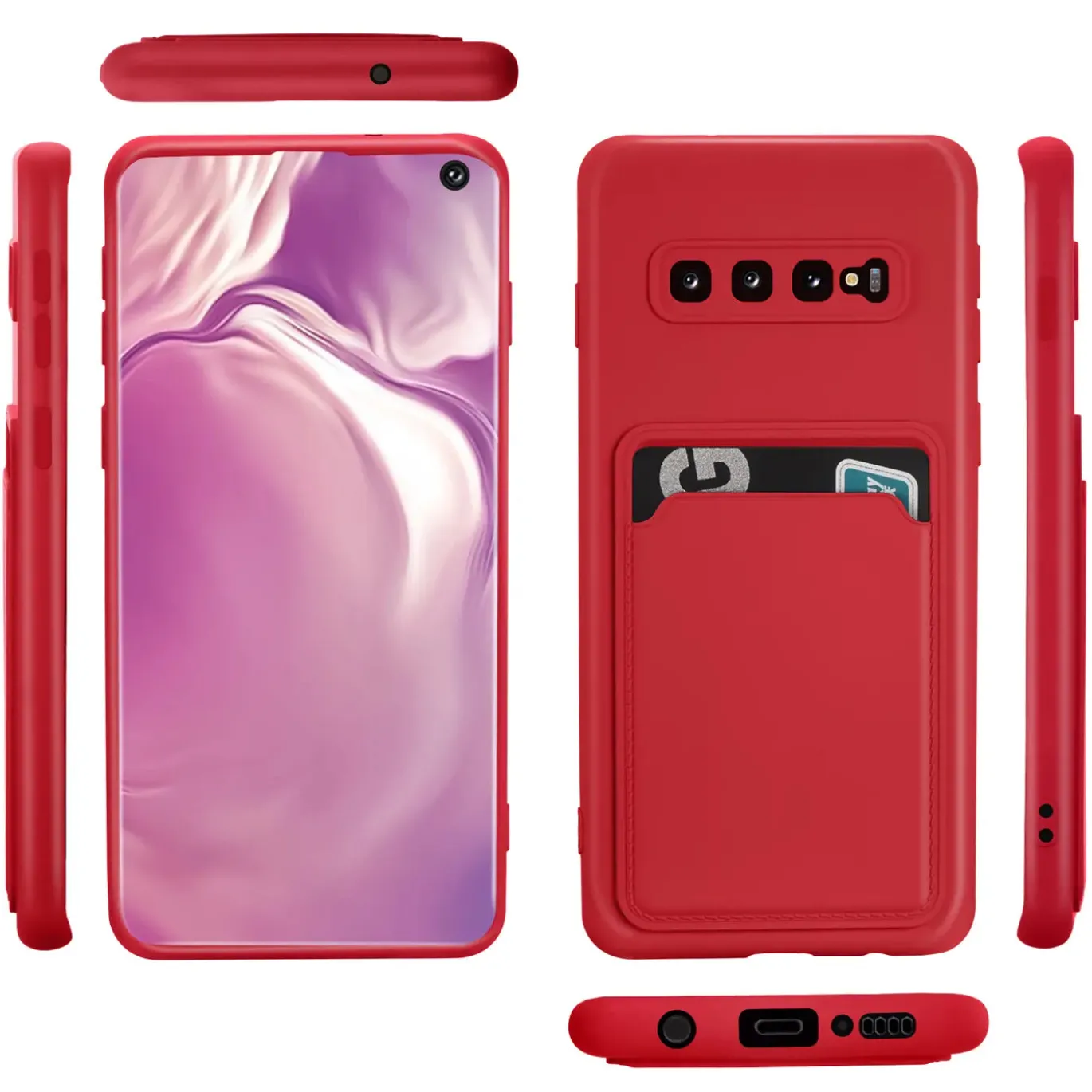 Samsung Galaxy S10 - Silikonhülle mit Kartenfach & Kameraschutz