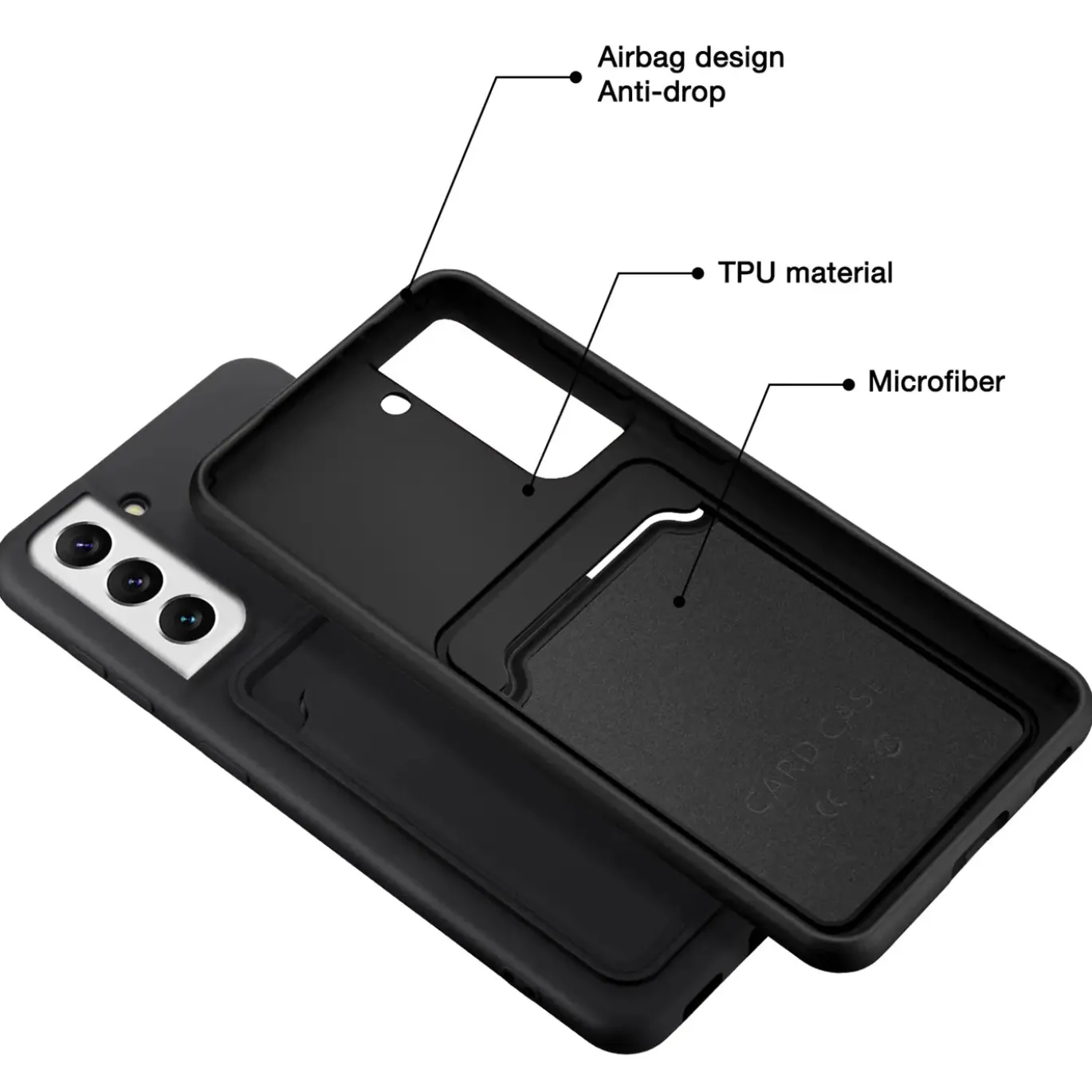 Samsung Galaxy S22 - Silikonhülle mit Kartenfach & Kameraschutz