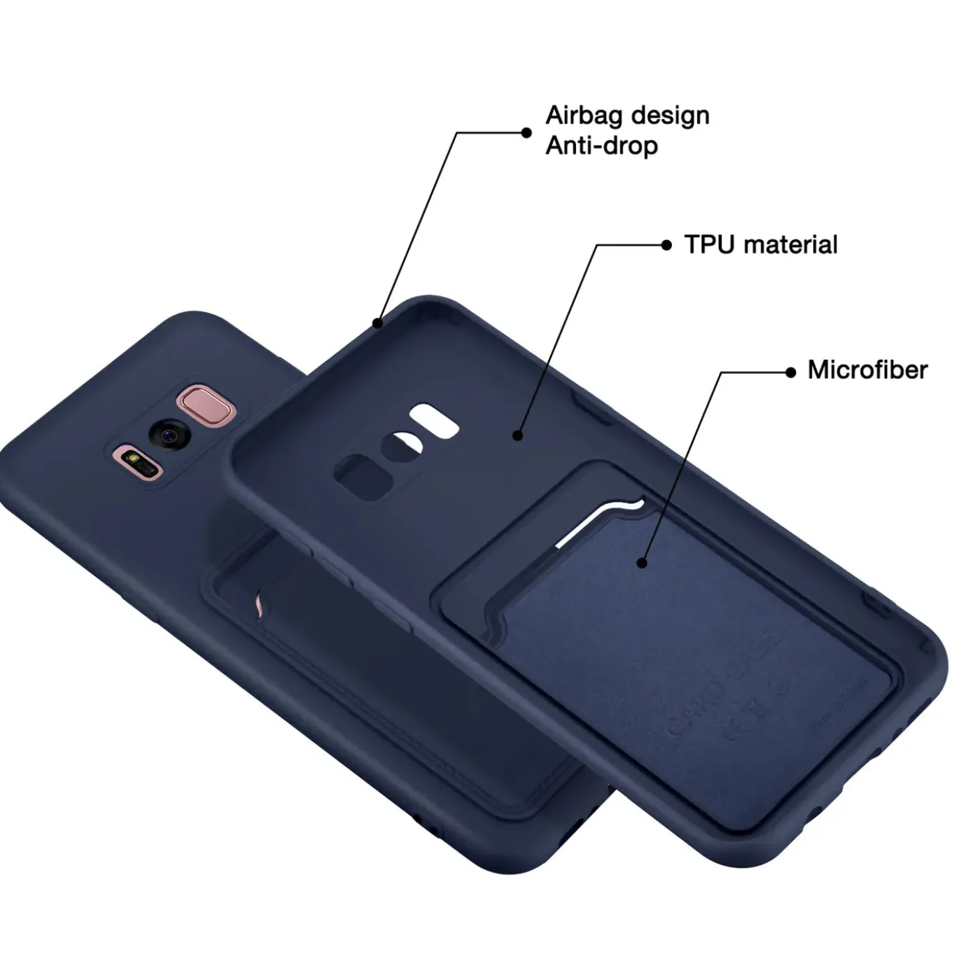 Samsung Galaxy S8 - Silikonhülle mit Kartenfach & Kameraschutz