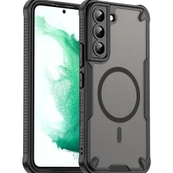 Samsung Galaxy S22 - Stoßfestes MagSafe Case in Schwarz mit halbtransparenter Rückseite