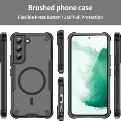 Samsung Galaxy S22 - Stoßfestes MagSafe Case in Schwarz mit halbtransparenter Rückseite