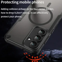 Samsung Galaxy S23 - Stoßfestes MagSafe Case in Schwarz mit halbtransparenter Rückseite