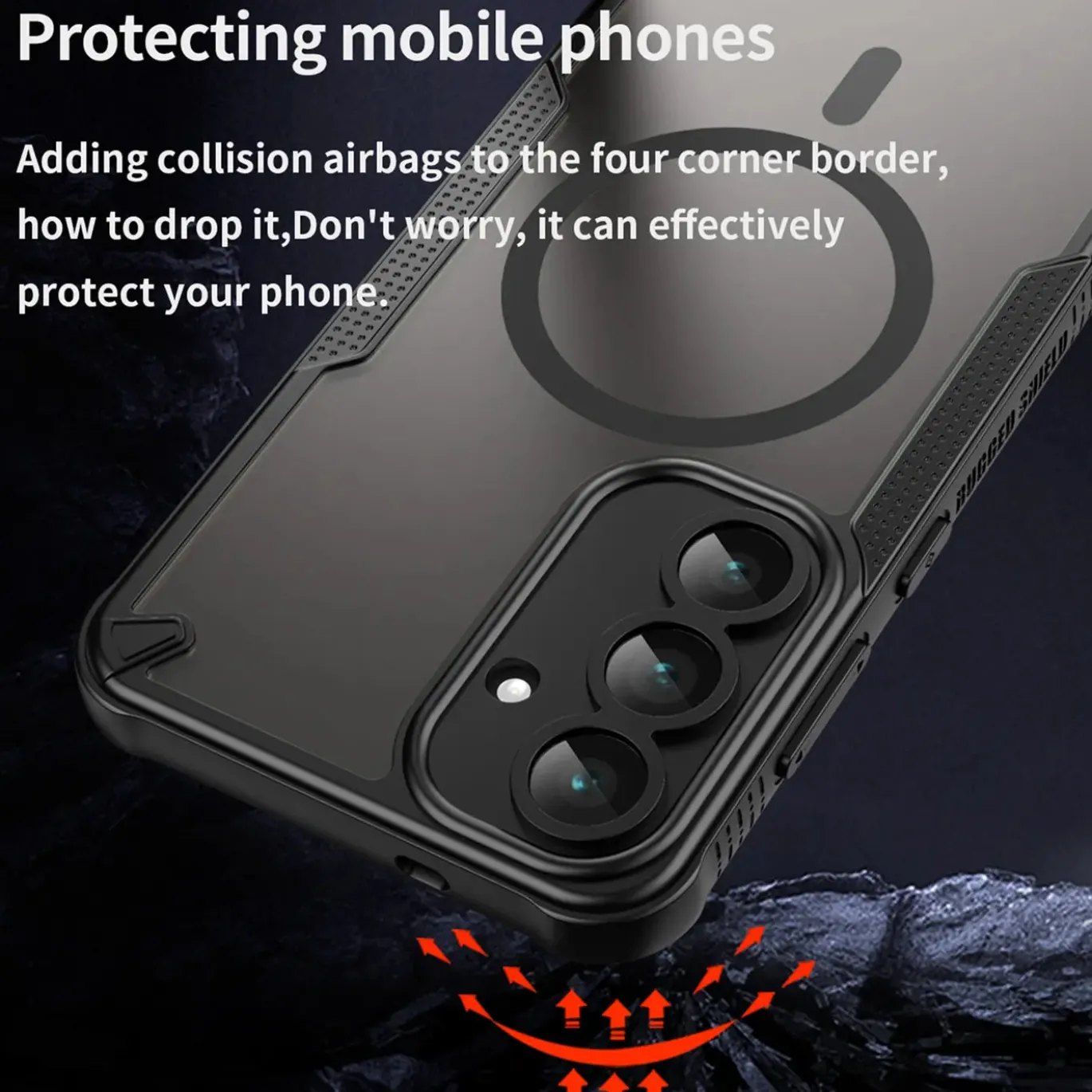 Samsung Galaxy S25 - Stoßfestes MagSafe Case in Schwarz mit halbtransparenter Rückseite