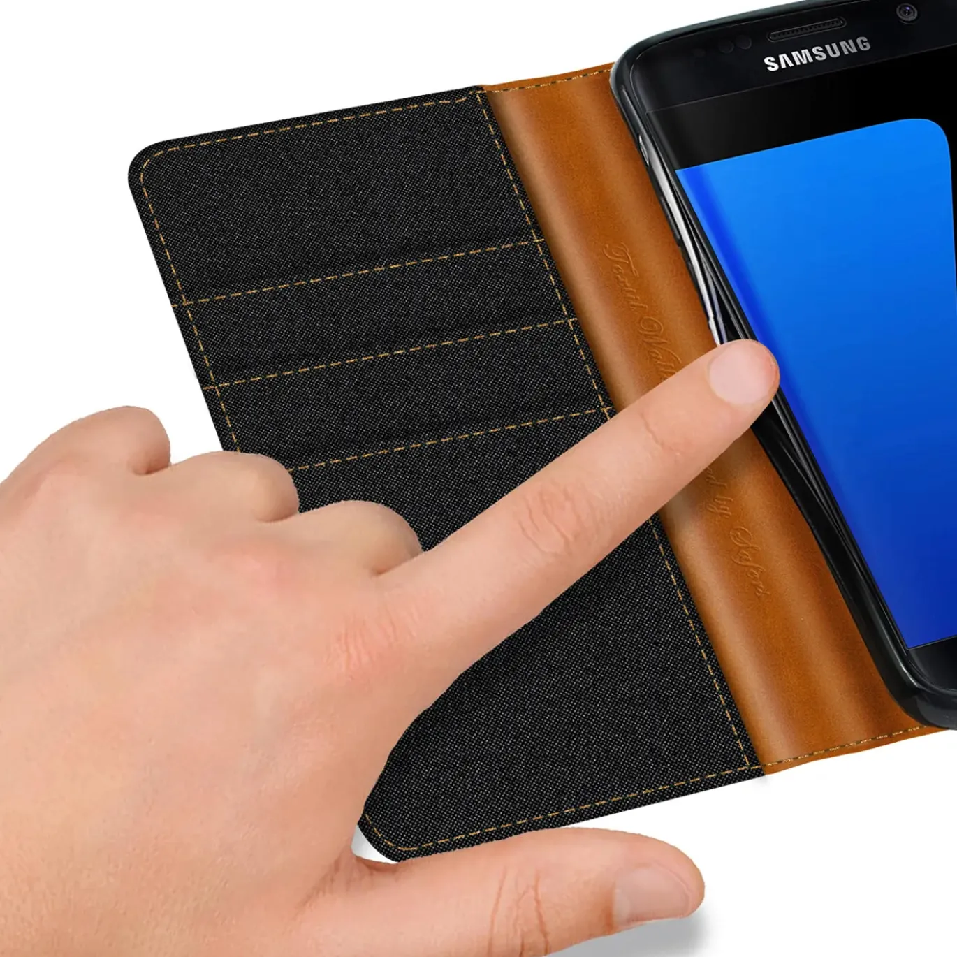 Samsung Galaxy S7 Edge - Jeanslook Klapphülle mit Kartenfach