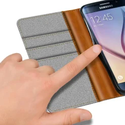 Samsung Galaxy S6 Edge - Jeanslook Klapphülle mit Kartenfach