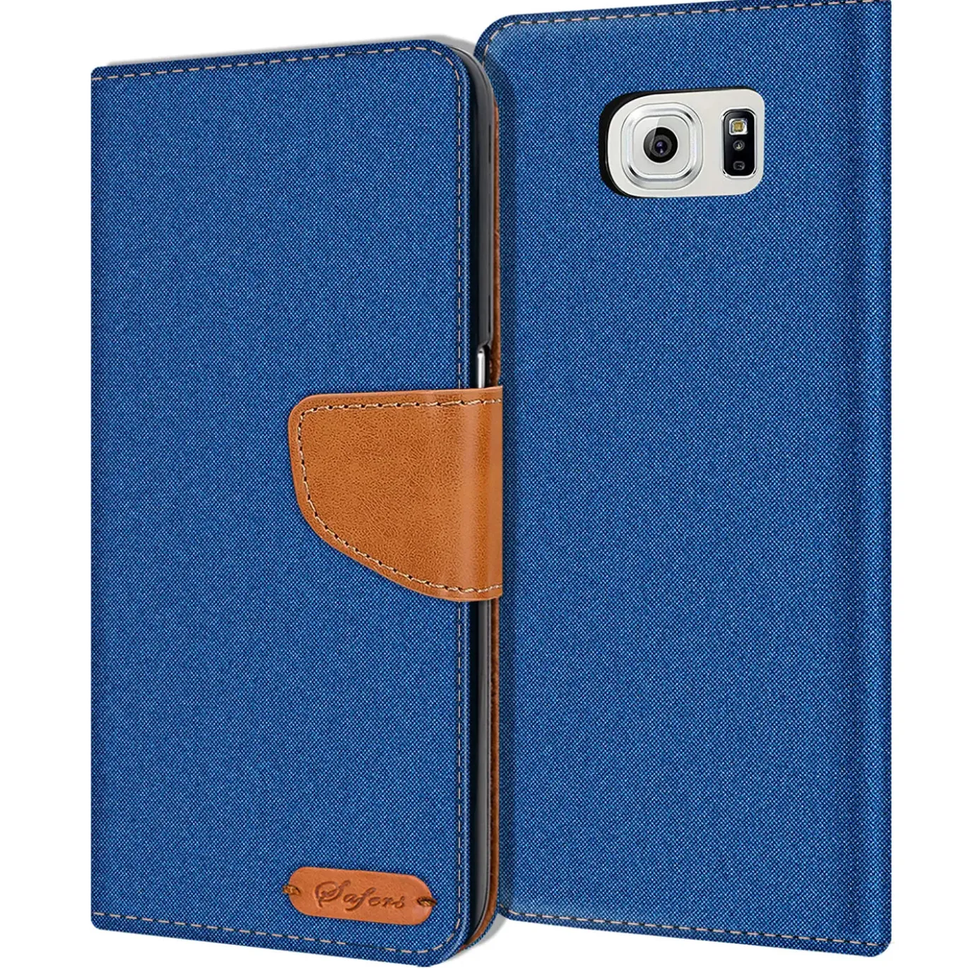 Samsung Galaxy S6 Edge - Jeanslook Klapphülle mit Kartenfach