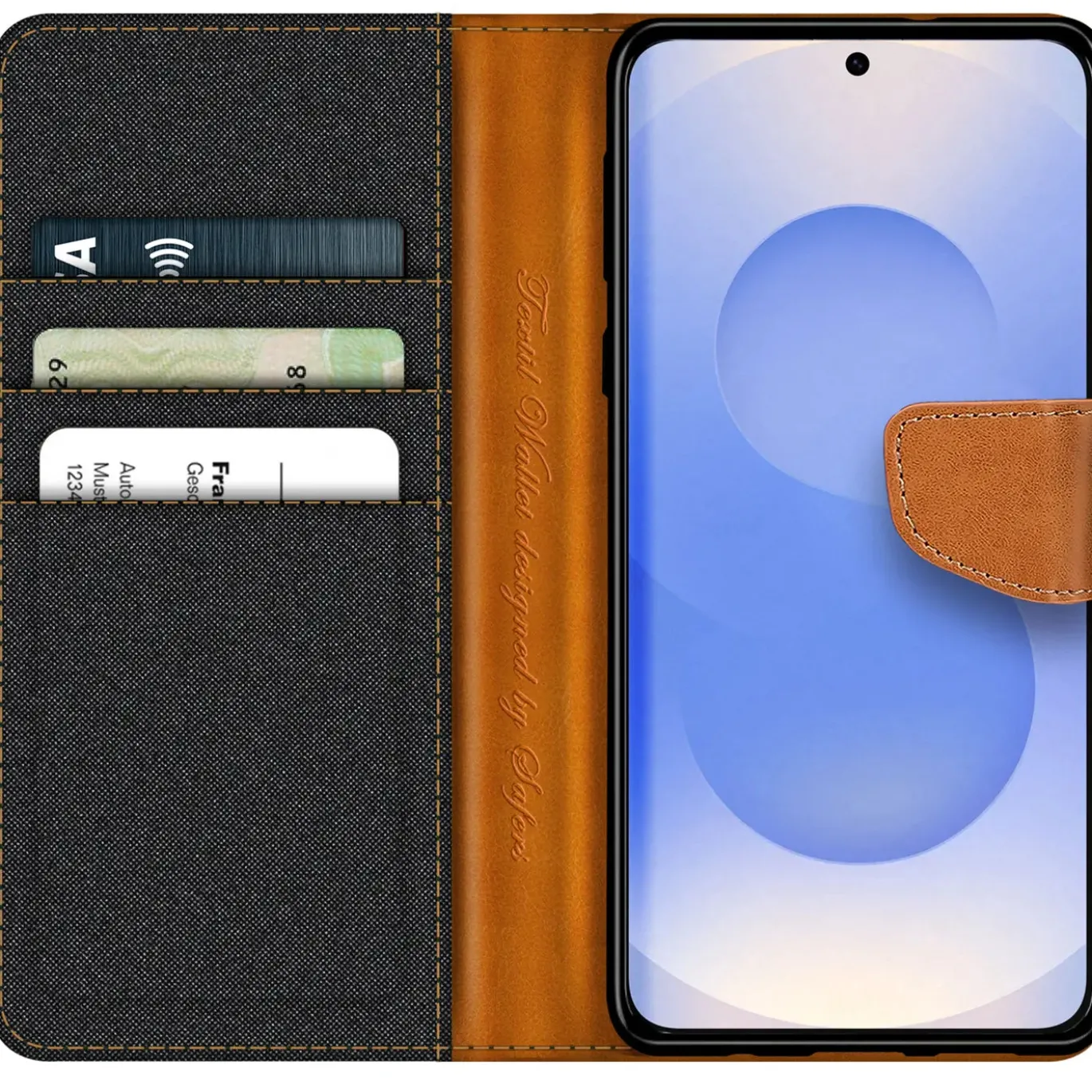 Samsung Galaxy S25 Edge - Jeanslook Klapphülle mit Kartenfach