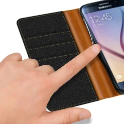 Samsung Galaxy S6 Edge Plus - Jeanslook Klapphülle mit Kartenfach