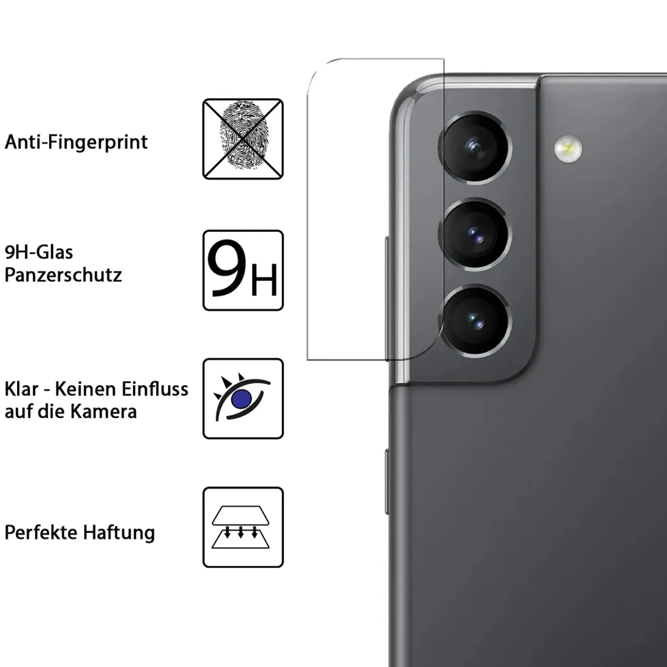 Samsung Galaxy S21 FE - 9H Displayschutzfolie 2x Display & Kamera